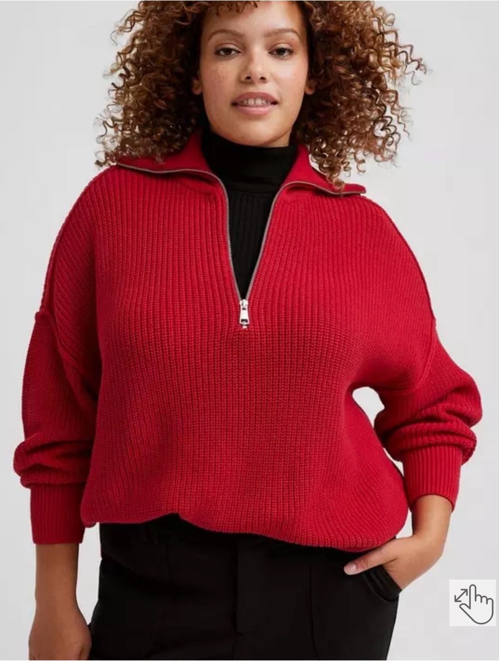 Torrid Red Cotton Quarter Zip Pullover Sweater Size 4X